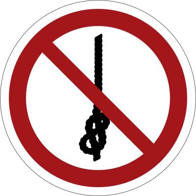 Verbotszeichen Knoten von Seilen verboten