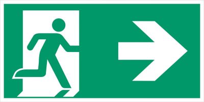 Rettungszeichen Rettungsweg (rechts)+Richtungspfeil rechts