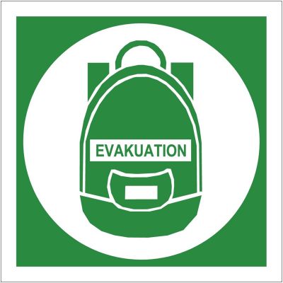 Rettungszeichen Evakuationsrucksack