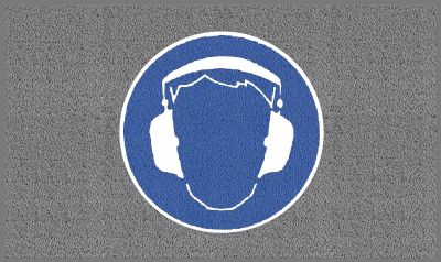 m2 Antirutsch Logomatte "Gehörschutz benutzen"