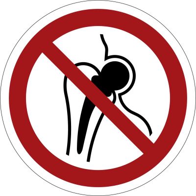Verbotszeichen Kein Zutritt für Personen mit mit Implantaten aus Metall