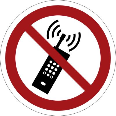 Verbotszeichen Eingeschaltete Mobiltelefone verboten