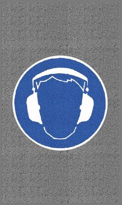 m2 Antirutsch Logomatte "Gehörschutz benutzen"