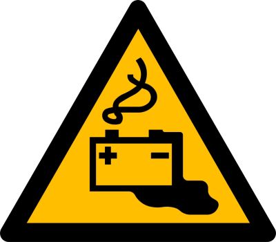 Warnzeichen Warnung vor Gefahren durch Aufladen von Batterien