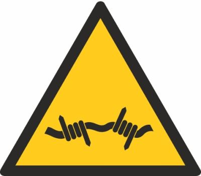 Warnzeichen Warnung vor Stacheldraht