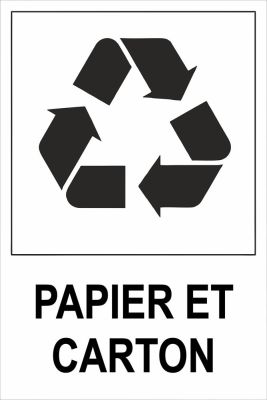 Recycling-Aufkleber PAPIER ET CARTON, 500 x 350 mm, Kunststofffolie