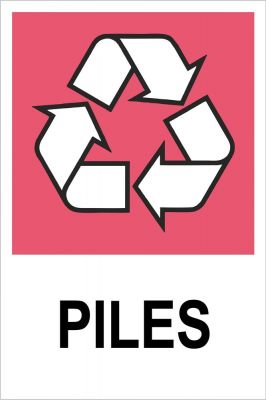 Recycling-Aufkleber PILES, 500 x 350 mm, Kunststofffolie