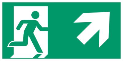 Rettungszeichen Rettungsweg(aufwärts)+Pfeil rechts-aufwärts