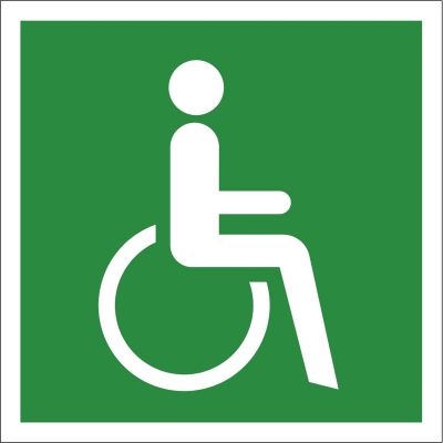 Rettungszeichen Notausgang für Rollstuhlfahrer rechts